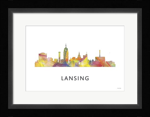 Framed Lansing Michigan Skyline Print