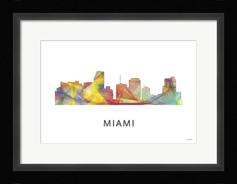 Framed Miami Florida Skyline Print