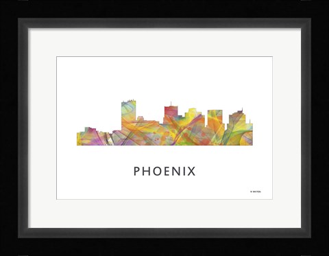 Framed Phoenix Arizona Skyline Print