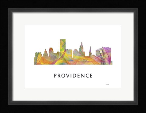 Framed Providence Rhode Island Skyline Print