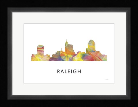 Framed Raleigh North Carolina Skyline Print