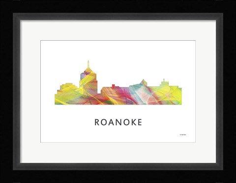 Framed Roanoke Virginia Skyline Print