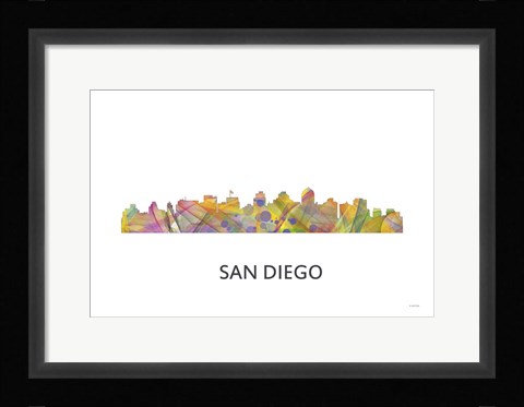 Framed San Diego California Skyline Print