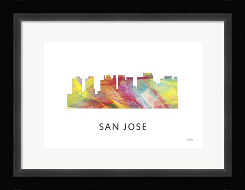 Framed San Jose California Skyline Print