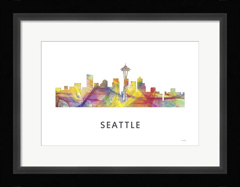 Framed Seattle Washington Skyline Print