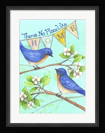 Framed Home Blue Birds Print