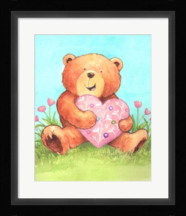 Framed Bear With Heart Print