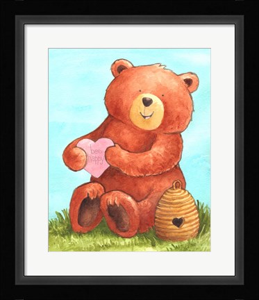 Framed Bee Happy Bear Print