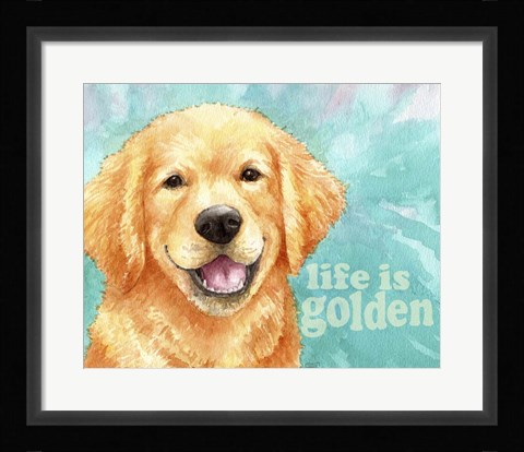 Framed Life Is Golden Retriever Print