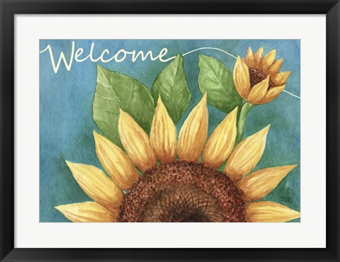 Framed Big Sunflower Welcome Print
