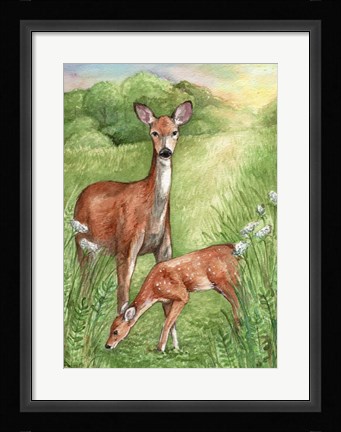 Framed New Mother and Fawn Print