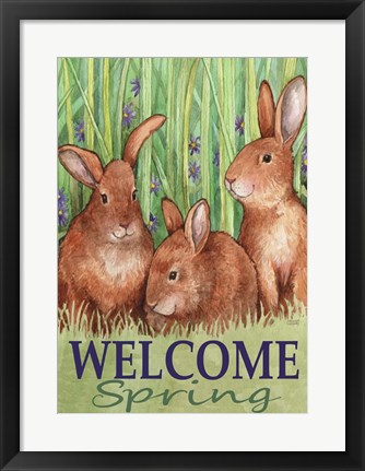 Framed Bunnies Welcome Spring Print