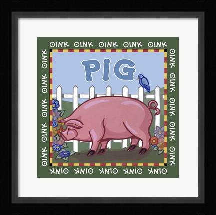 Framed Apple Pig Print