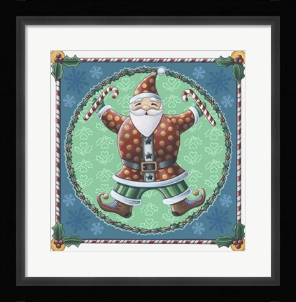 Framed Santa &amp; Snowflakes Print