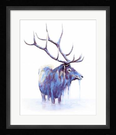 Framed Elk in Water Print