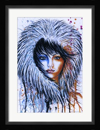 Framed Fire and Ice Girl Portrait Print