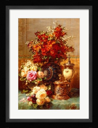 Framed baptiste Robie - Fleurs Sur une Table Print