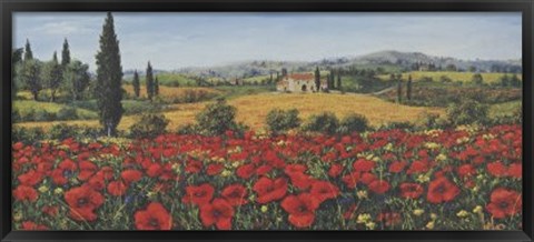 Framed Vallata Dei Papaveri Print
