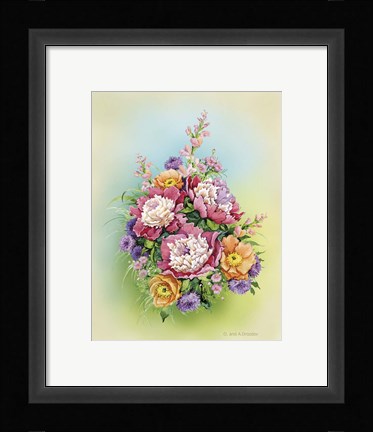 Framed Bouquet with Peonies Print