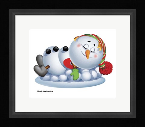 Framed Sleeping Snowman Print