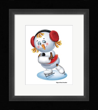 Framed Snowgirl Figure Skater Print