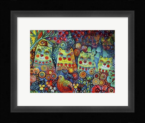 Framed Happy Cats Print