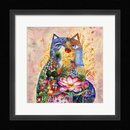 Framed Lotus Cat Print