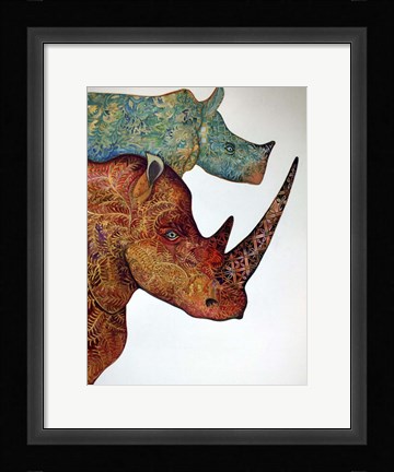 Framed Rhinos Print