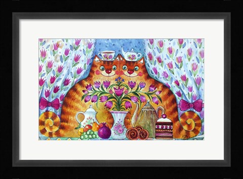 Framed Tea Cats Print