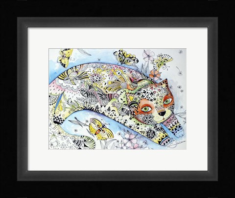 Framed White Cat Print