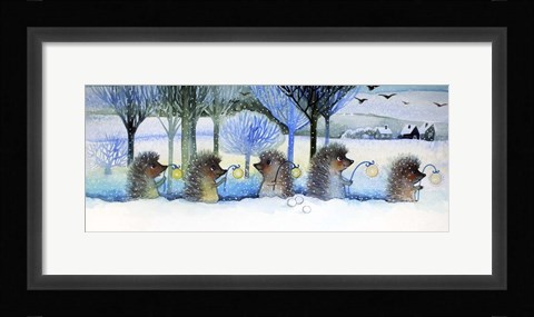 Framed Winter Hedgehogs Print