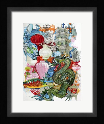 Framed Folk Dragon Print