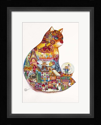 Framed Christmas Cat Print