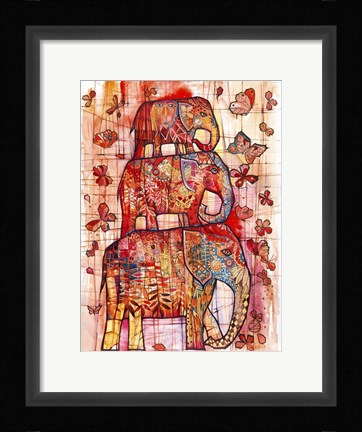 Framed Three Elephants Print