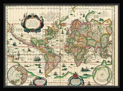 Framed Mapworld 1630 Print