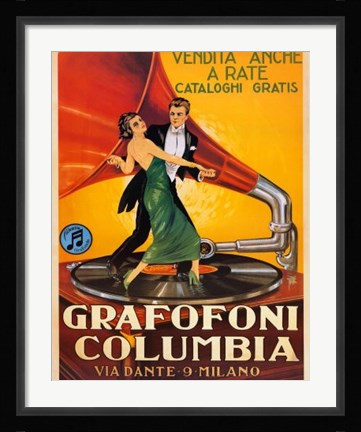 Framed Grafofoni Columbia 1920 Print
