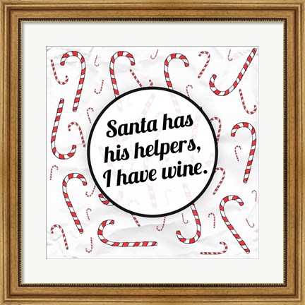Framed Santa&#39;s Helpers - Wine Print