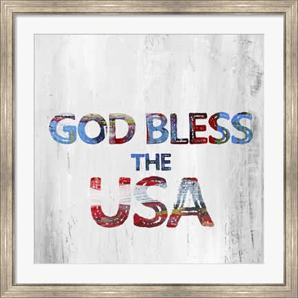 Framed God Bless USA Print