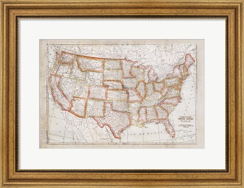 Framed Map of USA Print