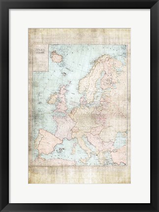 Framed Central Europe Map WWII Print