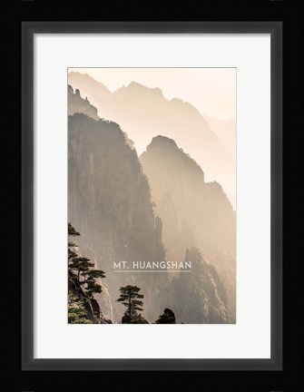 Framed Vintage Mount HuangShan, Yellow Mountains, China, Asia Print