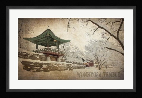 Framed Vintage Winter at Wonhyosa Temple, Korea, Asia Print