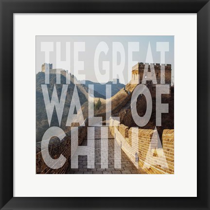 Framed Vintage The Great Wall of China, Asia, Large Center Text Print