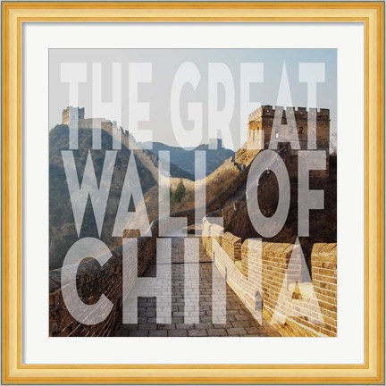 Framed Vintage The Great Wall of China, Asia, Large Center Text Print