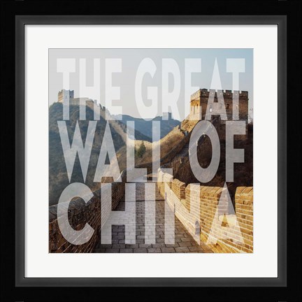 Framed Vintage The Great Wall of China, Asia, Large Center Text Print