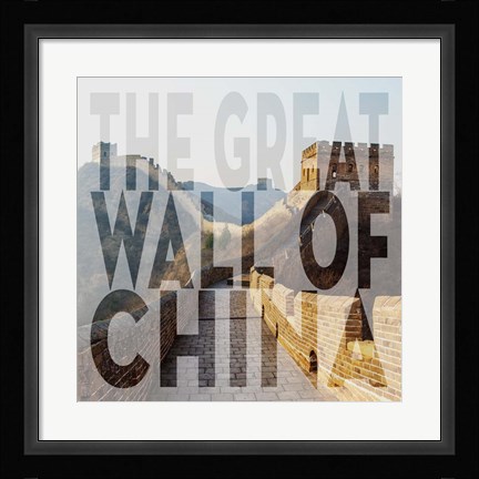 Framed Vintage The Great Wall of China, Asia, Large Center Text II Print