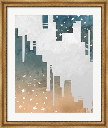 Framed Abstract Ombre Shapes with Star Patterns Print