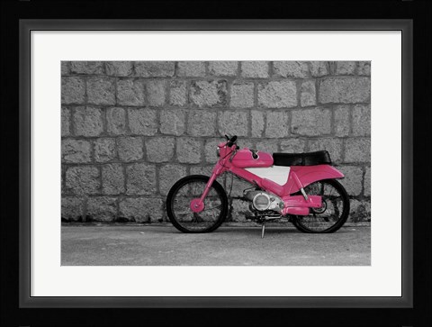 Framed Pop of Color Pink Motorcycle Print