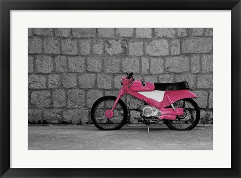 Framed Pop of Color Pink Motorcycle Print