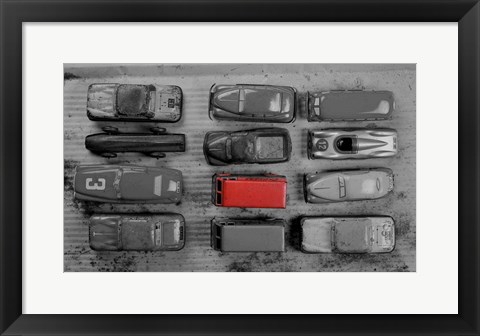 Framed Pop of Color Old Toy Cars Print